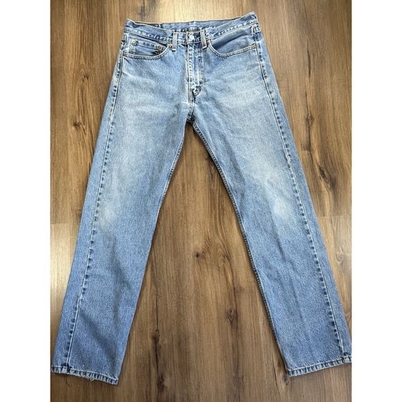 Levi's 505 Men's Jeans 34x34 Regular Fit Straight Leg Blue Denim Light Wash USA - Picture 1 of 16